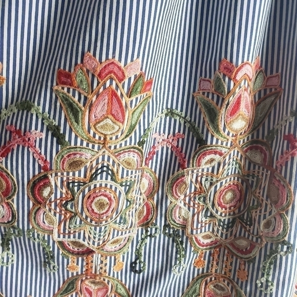 Magic Striped Embroidered A-line Skirt Size L - Picture 8 of 10